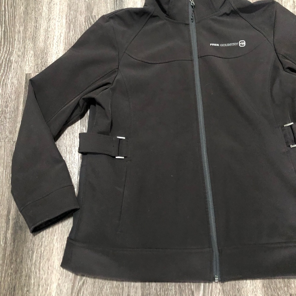 Free Country Black Softshell Jacket Faux Fur Lined XL - Picture 2 of 11